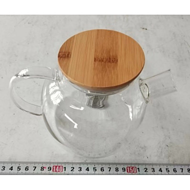 Чайник заварочный 0,8л стекл с дер крыш 63343