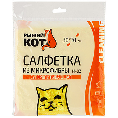 Салфетка микрофибра 30*30 Рыжий кот М-02 310203