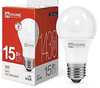 Лампа HOME LED-A60-VC 15Вт 230В Е27 4000