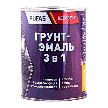 Грунт-эмаль 3в1 ПУФАС шоколад гл 0,9кг быстросох