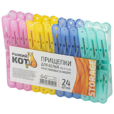 Прищепка пластм Рыжий Кот набор 24шт