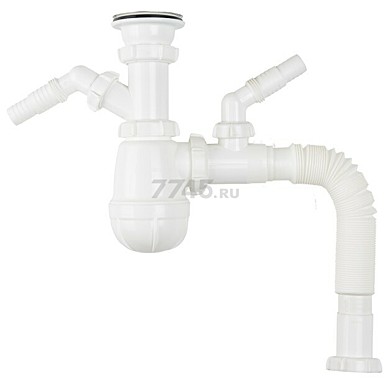 Сифон д/ванны AQUANT В3015-25 с вып и двумя отвода